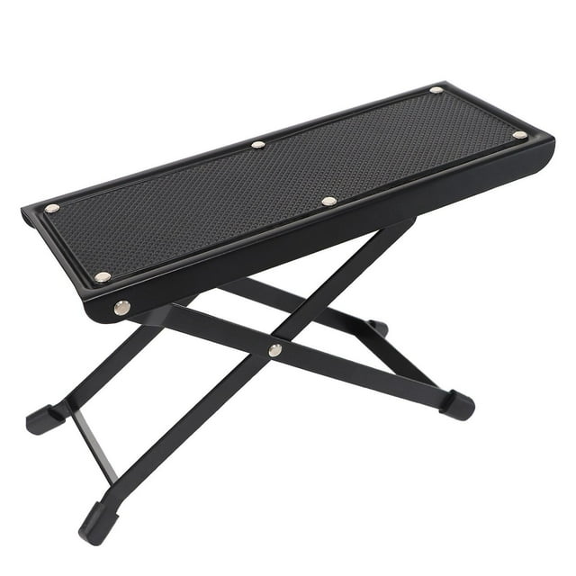 Guitar Footstool Height Adjustable 4 Positions Anti Slip Rubber Pedal High Strength Metal Folding Guitar Foot Rest