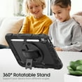 thumbnail image 3 of Tablet Case for iPad 11th Gen A16 2025, 360° Rotatable Stand Kids Case with PET Screen Protector & Hand Strap & Stylus Holder, Shoulder Strap Protective Case for iPad 10th Gen 10.9" 2022, Black, 3 of 10