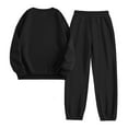 thumbnail image 5 of felwors Women's Crew Neck Sweatshirt and Jogger Pants 2-Piece Tracksuit Set for Casual & Active Wear Black, L, 5 of 5