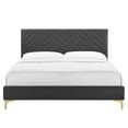 thumbnail image 4 of Platform Bed Frame, Tufted, Full Size, Dark Grey Gray, Velvet, Mid Century Bedroom, Modern Contemporary Boutique HB35585, 4 of 8
