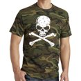 thumbnail image 1 of Men's Distressed White Biker Skull Logo Tee Shirt - Military Camo, Medium, 1 of 3