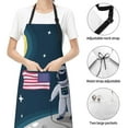 thumbnail image 6 of Pofeuu Astronaut With USA Flag Print Waterproof Apron with Pockets Adjustable Cooking Aprons Kitchen Bib for Baking Household Cleaning, 6 of 8