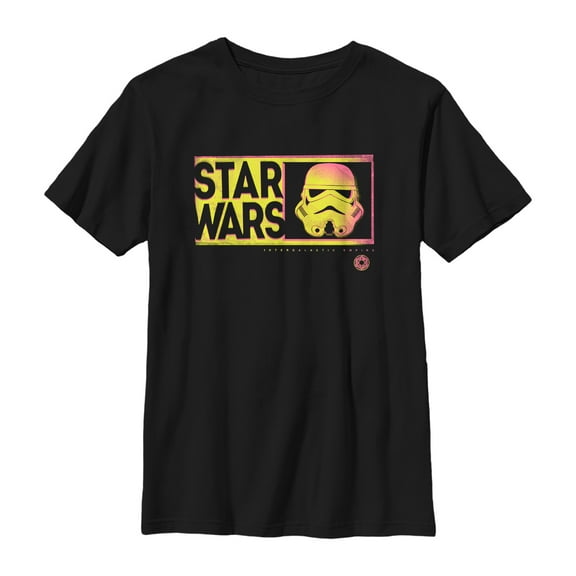 Boy's Star Wars Stormtrooper Helmet Frame Graphic Tee Black Medium