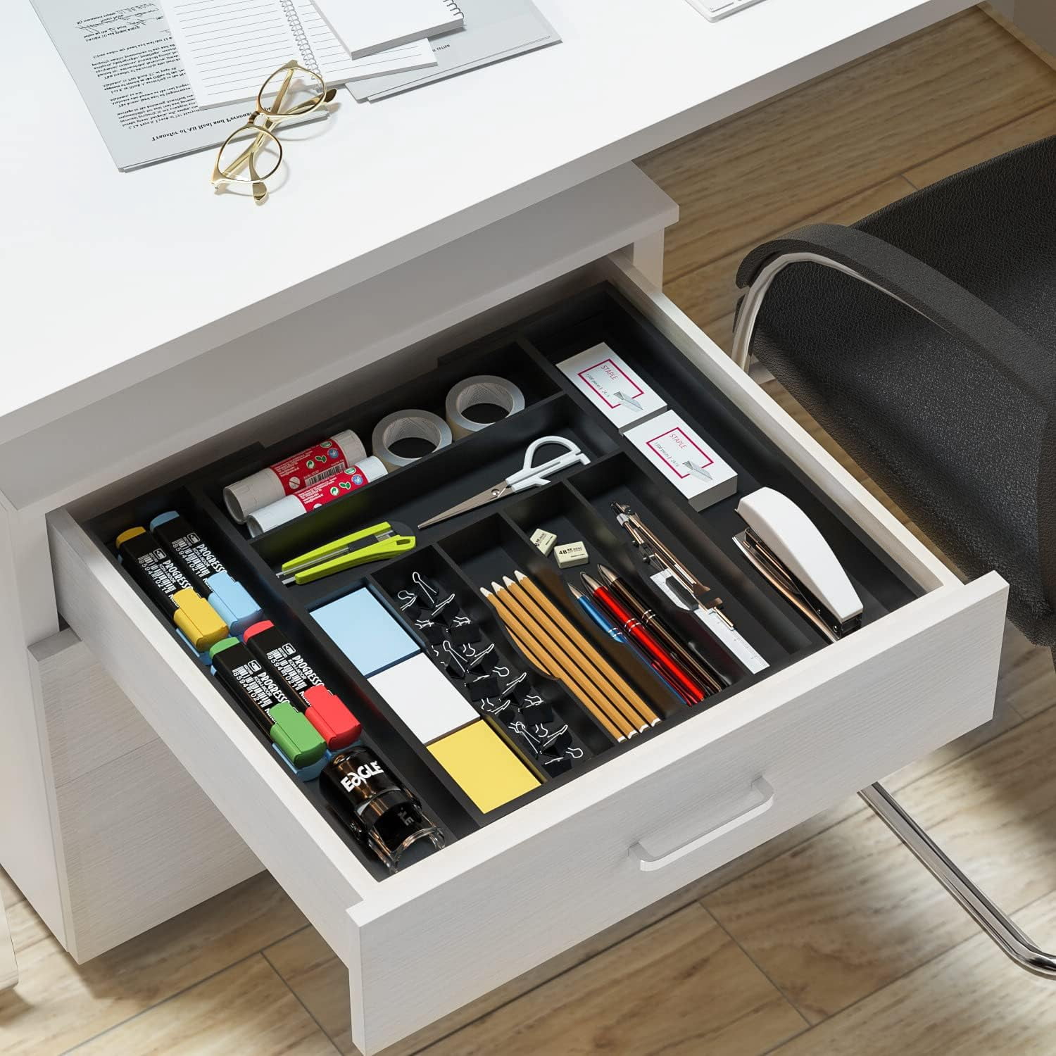 Utensil Organizer Silverware Drawer Organizer - Bamboo Expandable Cutlery Tray with Dividers for Utensil Holder Office Storage Makeup Desk Drawer Tool Organization
