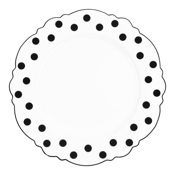 Smarty 7.5" White with Silver Dots Round Blossom Disposable Plastic Salad Plates 120ct