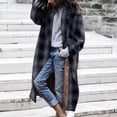 thumbnail image 5 of Wool Trench Coat For Women 2023,Womens Lapel Plaid Peacoat Winter Double-Breasted Outerwear Mid Long Jacket Casual Trench Coat, 5 of 8
