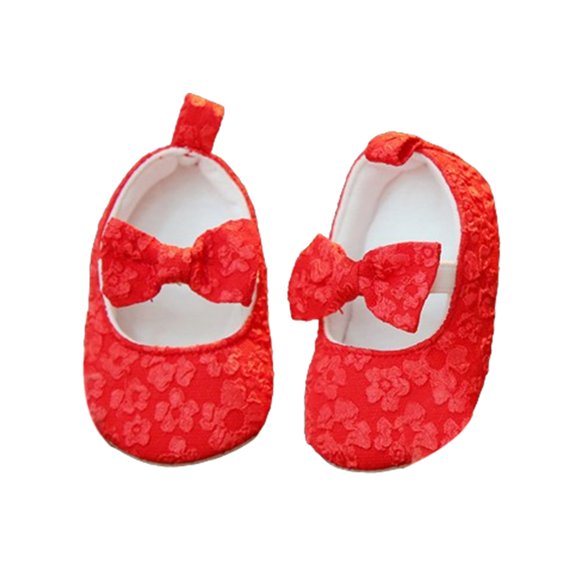 Cute Baby Girls Mary Jane Flats Cute Floral Lace Wedding Dress Shoes Non-Slip Newborn Crib Shoes