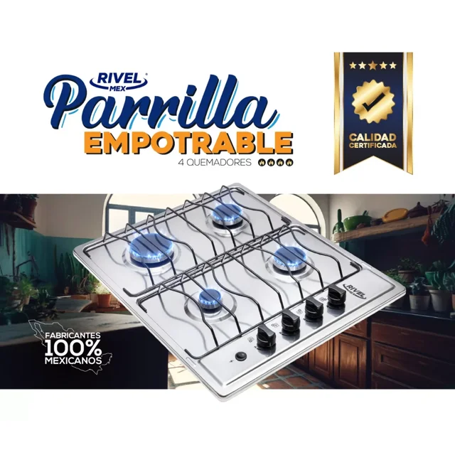 Parrilla Gas Empotrar 4Q Cub. Inox.4RIV-XBB