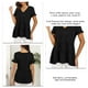 thumbnail image 5 of Tops peplum casuales para mujer, cuello en V, manga corta con volantes, camiseta suelta Babydoll para verano, negro, XL, 5 of 6