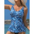 thumbnail image 4 of Charmo Wrapped V Neck Tankini Tops for Womens Built in Bras Flowy Swimsuit Tops Bathing Suit Tops Only(No Bottoms）, 4 of 9
