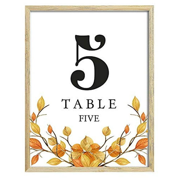 Darling Souvenir, Autumn Theme 1-12 Table Numbers Fall Wedding Reception Decor Table Cards (4x6 Inches)