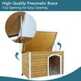 thumbnail image 3 of Noaman Large Wooden Outdoor Dog House with Waterproof Roof, Elevated Floor & Adjustable Feet, 40"L x 23.2"W x 27.4"H Interior, PVC Door Curtain, Ideal for Dogs Up to 90lbs, Yellow, 3 of 5
