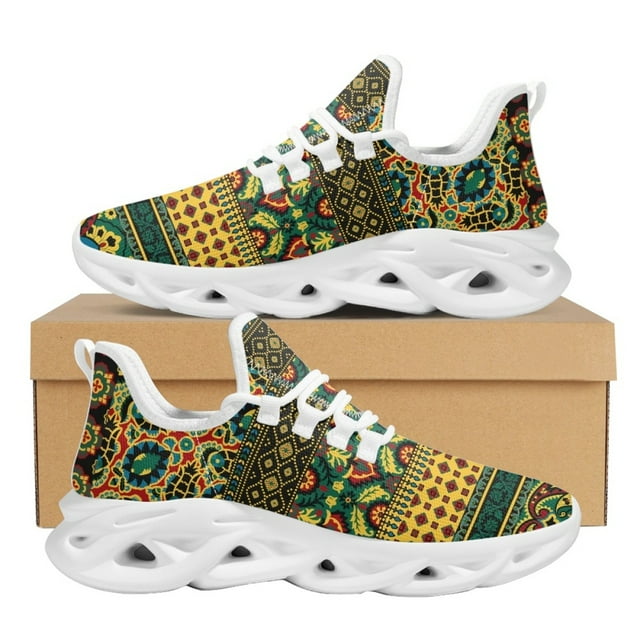Zapatillas de malla Paisley para mujer, zapatos de plataforma informales con estampado de pintura artística india, zapatos para caminar para mujer
