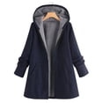 thumbnail image 5 of UJNDER Women's Casual Solid Warm Hoodie Coat Long Sleeve Zipper Jacket with Pocket Tops for Women Winter Outerwear Navy XL, 5 of 5