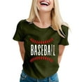 thumbnail image 4 of TODOZO Hot Sale!! Baseball Shirt for Women Baseball Mom Shirt Baseball Letter Graphic Tee Game Day Short Sleeve Tops American Flag Shirts for Women Green L, 4 of 6