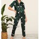 thumbnail image 2 of Pijamas de dos piezas para mujer, conjunto de pantalón superior de manga corta sedosa, cuello en V, botones, moda de verano, ropa de dormir, 2 of 5