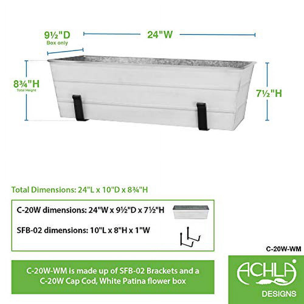Achla C-20W-WM Flower Box with Wall Brackets, White - Medium
