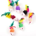 thumbnail image 4 of 10 Uds. De juguetes para gatos y ratones falsos, Mini juguetes para jugar con plumas coloridas, 4 of 8