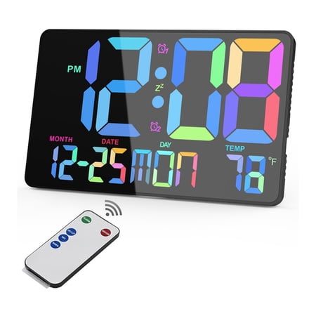 Large Digital Wall Clock with Big LED Display,Remote Control,Duals Alarm Wall Mounted Desk Clock