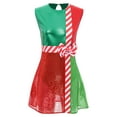 thumbnail image 3 of Sxiwei Women's Christmas Santa Dress Sequin Patchwork Sleeveless Dance Dress Candy Cane Fancy Dress Green XL, 3 of 5