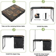 Redcamp Portable Camping Kitchen Table with Storage Organizer & Hooks for Camping & BBQ