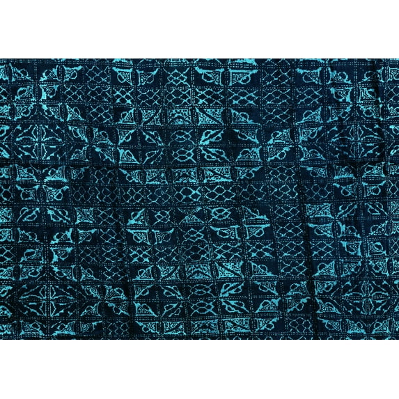 Ahgly Company Machine Washable Indoor Rectangle Abstract Turquoise Blue Modern Area Rugs, 8' x 12'