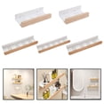 thumbnail image 2 of Estante de almacenamiento de madera maciza para baño, bandeja decorativa para colgar en la pared sin perforaciones, 40 cm, 2 of 8
