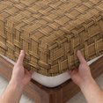 thumbnail image 3 of Twin XL Size Fitted Sheet Set - Vintage Rattan 2 Piece Bedding Sets 16" Deep Pocket Fitted Sheet with 1 Pillowcases, Minimalist Abstract Wicker Texture Brown Brushed Microfiber Hotel Bed Sheets, 3 of 9