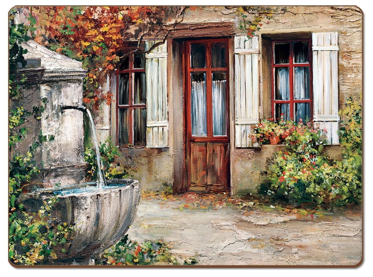 Cala Home "Tuscan Doorways" Assorted Image Hardboard Tabletop Placemats 4-Pack