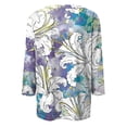 thumbnail image 5 of Women's 3/4 Sleeve Tshirts Dressy Casual Round Neck Blouse Tops Spring Summer Trendy Floral Print Loose Tunic Tops White 3XL, 5 of 5