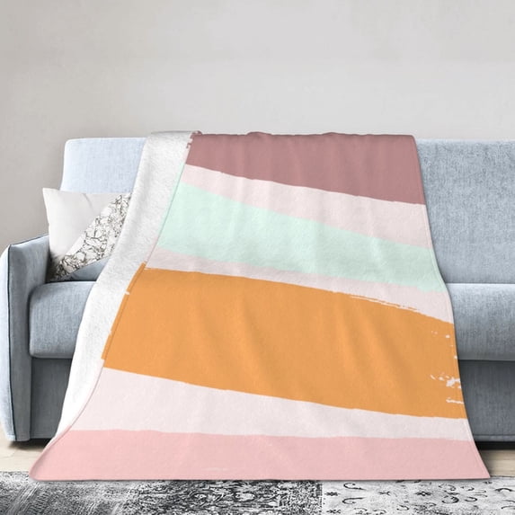 Watercolour Line Doodles Throw Blanket, Anti-Pilling Ultra-Soft Micro Fleece Cover Blanket for Bed Sofa, for All Seasons, 50"x40"