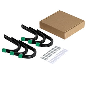 6 Pack Heavy Duty Garage Hooks, J Utility Wall Hooks for Hanging Bike, Ladder and Garden Tools, Green
