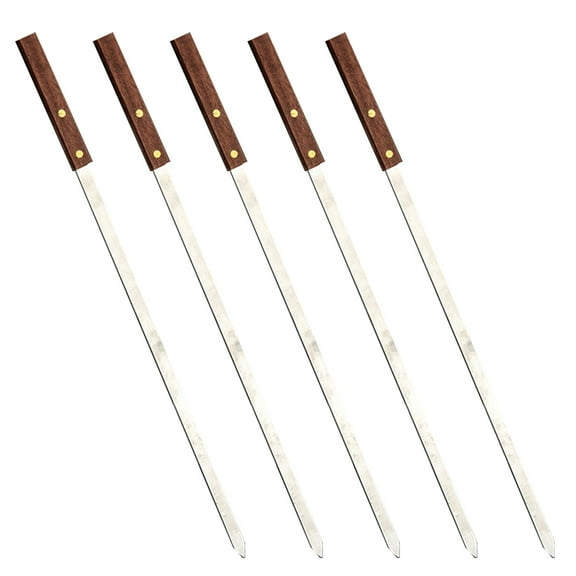 RENACLIPY 5-Piece BBQ Skewers Set with Wooden Handles for Grilling Meat, Vegetables, and Outdoor Cooking Essentials