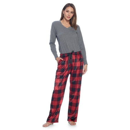 

Ashford & Brooks Women s Jersey Knit Long-Sleeve Top and Mink Fleece Bottom Pajama Set