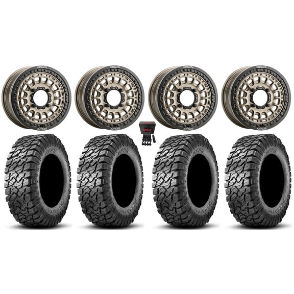 MetalFX Hitman Beadlock 15" Wheels Br 34" Predator Tires Kawasaki Mule Pro FXT