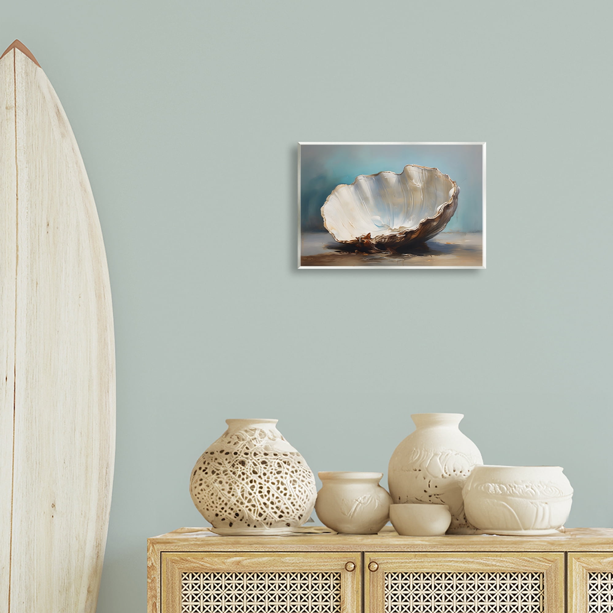 Stupell Industries Neutral Shell Still Life Nautical & Beach Painting Unframed Art Print Wall Art, 15 x 10
