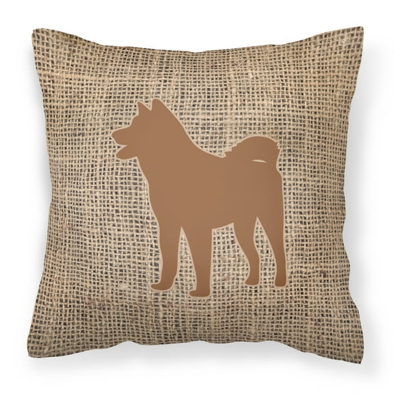Carolines Treasures BB1082-BL-BN-PW1414 Akita Burlap and Brown   Canvas Fabric Decorative Pillow BB1082 14Hx14W