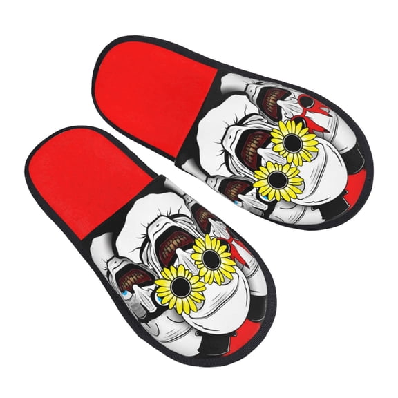 Terrifier 3 Furry Slippers For Men Women Fuzzy House Slippers Winter Anti-Slip Indoor And Outdoor Slip On Shoes Medium