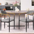 thumbnail image 3 of S-HOME Ergonomic Upholstered Dining Chair Set of 2 with Gold-Accented Armrests for Home or Office Use Metal Frame, Black+Grey, 3 of 10