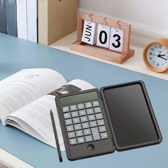 Calculadora científica plegable, calculadora portátil, tableta de escritura con pantalla , calculadora de bolsillo pequeña para negocios, escuela y Negro