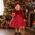 thumbnail image 2 of MEZZALL Outfit Sets Toddler Baby Girl Christmas Dress 2-Piece Velvet Long Sleeve Collar Snowflake Party Dress With Matching Beret Hat For Holiday Leisure Clothes Sets, 2 of 9