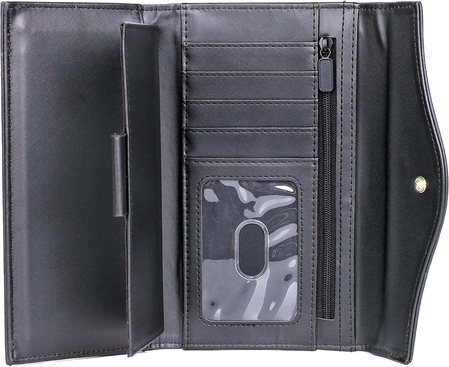 Julia Buxton Women's Heiress Organizer Clutch Leather, Black