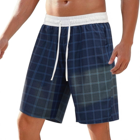 Aimik Plus Size Shorts for Men Elastic Waist Drawstring Mens Lounge Shorts Summer Breathable Cotton Blend Comfort Shorts for Home or Sleep