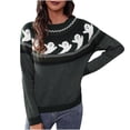 thumbnail image 5 of IROINID Rabais T-Shirts à Manches Longues pour Femmes Imprimé Col Rond T-Shirt Blouse Hauts Chandail, Vert, 5 of 5