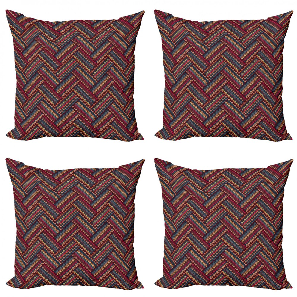 Ethnic Throw Pillow Cushion Case Pack of 4, Classical Knitting Pattern