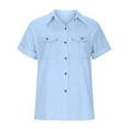 thumbnail image 5 of Summer Tops, Womens Shirts, Stylish Casual Short Sleeve Blouses for Women with Pockets Lightweight Tops for Everyday Wear Feminine Versatile Shirts for Effortless Outfits, 5 of 7