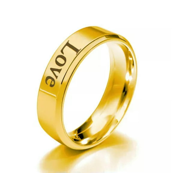 GKNET Personalized Stainless Steel Custom Ring Wedding Promise Best Gift for Women Men-Gold-7
