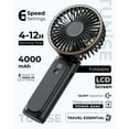 thumbnail image 3 of FrSara Portable Handheld Mini Fan, Neck Fan, 4000mAh Desk Fan, 180° Adjustable, 6 Speed Wind, Display Electricity in Real Time, USB Rechargeable Foldable Fan, Quiet Personal Fan with Power Bank Black, 3 of 9