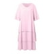 thumbnail image 4 of Vestido informal de manga corta y cuello redondo liso para mujer: doble capa con abertura, corte holgado, para el día a día, fiestas y ocasiones elegantes, 4 of 7
