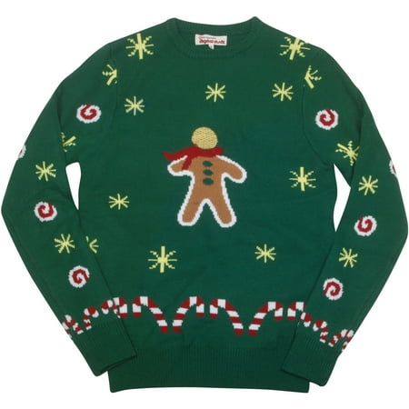 Digital Dudz Adult Gingerbread Snack Ugly Christmas Sweater, Green,